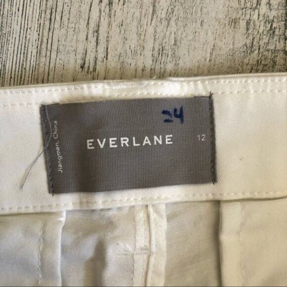 Everlane Chino Pants Women 12 Bone Lightweight Relaxed Straight Leg Button Fly - Picture 12 of 13